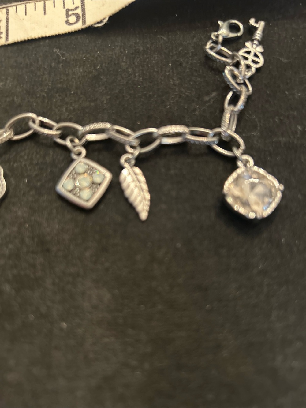 Silver-Tone Charm Bracelet with Clear Crystal and Mixed Charms - Picture 5 of 6